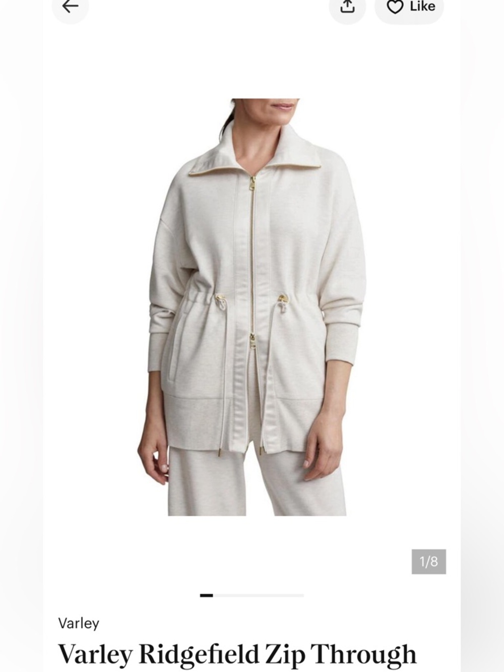 Varley Off-White Zip-Front Drawstring Jacket